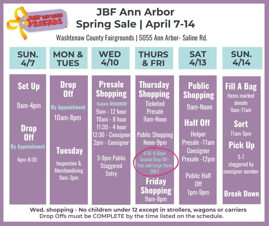 JBF Ann Arbor Consignor Drop Off - SP24