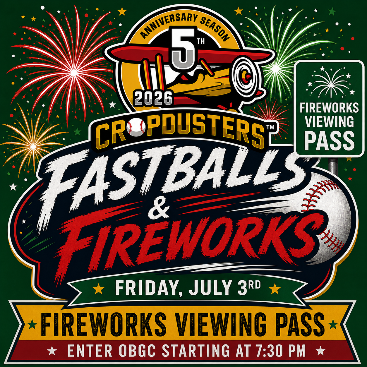 Fastballs & Fireworks Viewing Pass