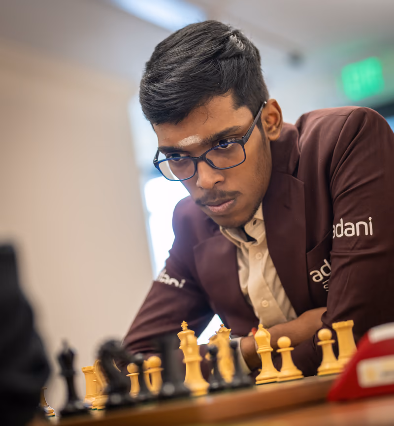Rameshbabu Praggnanandhaa playing chess
