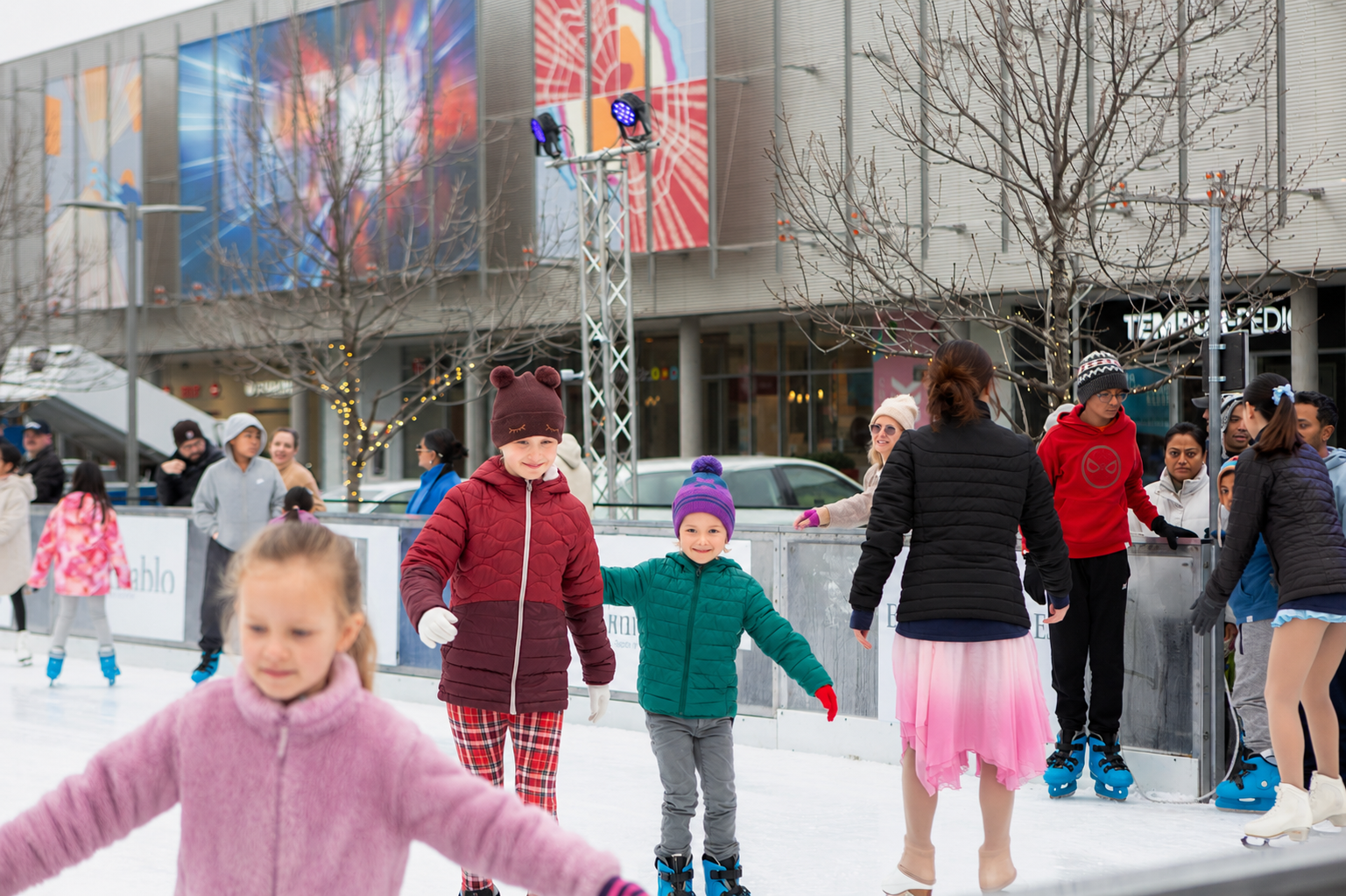 Girls ice skating