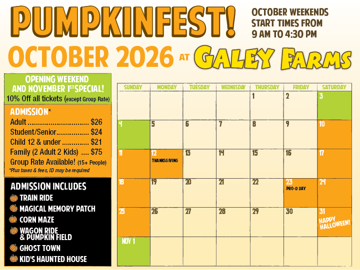Pumpkinfest October 2026 calendar