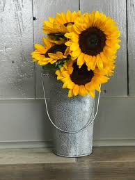 Fill a Metal Bucket of Sunflowers