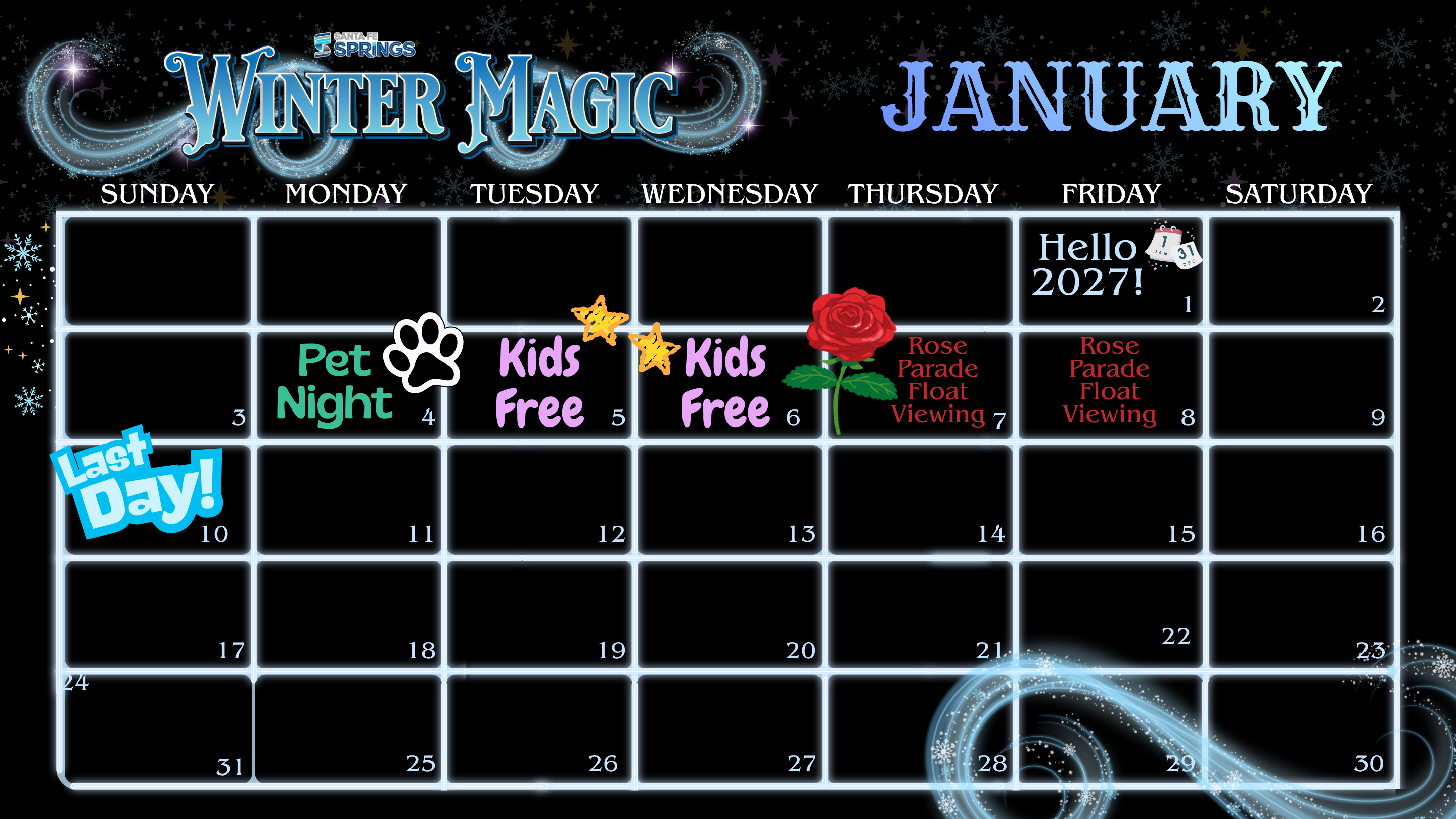 Winter Magic January Calendar