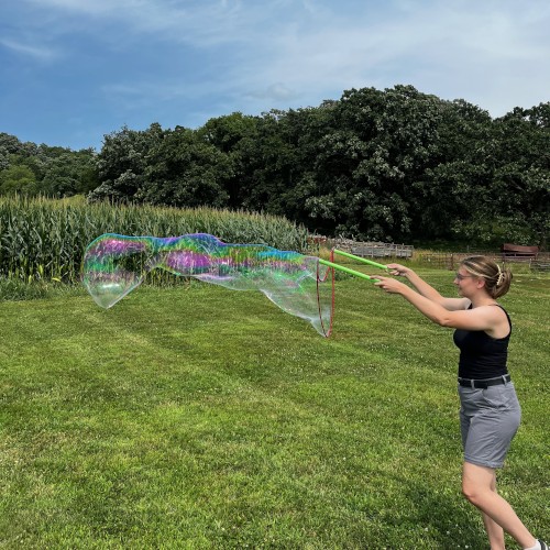 Making giant bubbles at Treinen Farm
