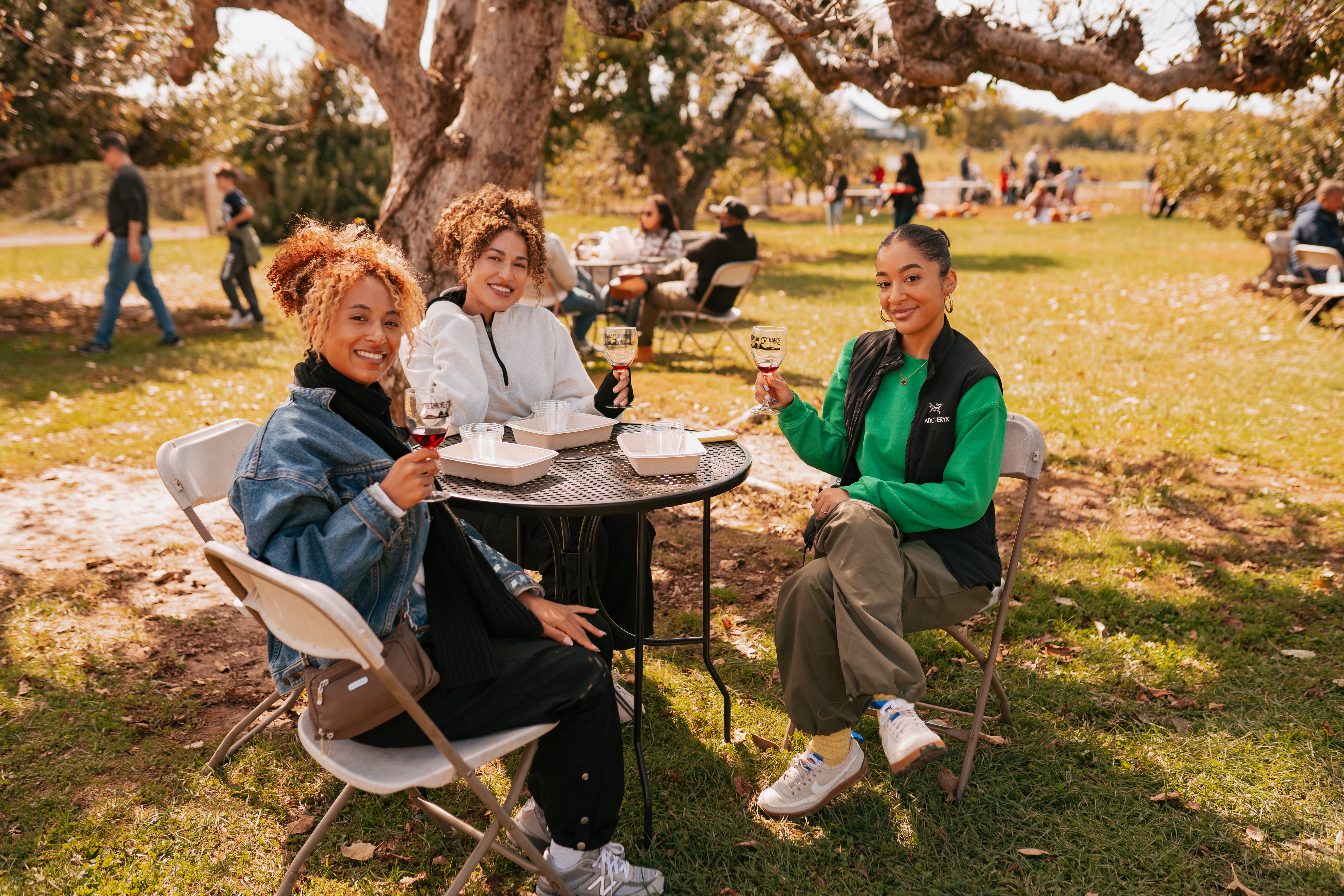 Guests enjoying wine at the winery