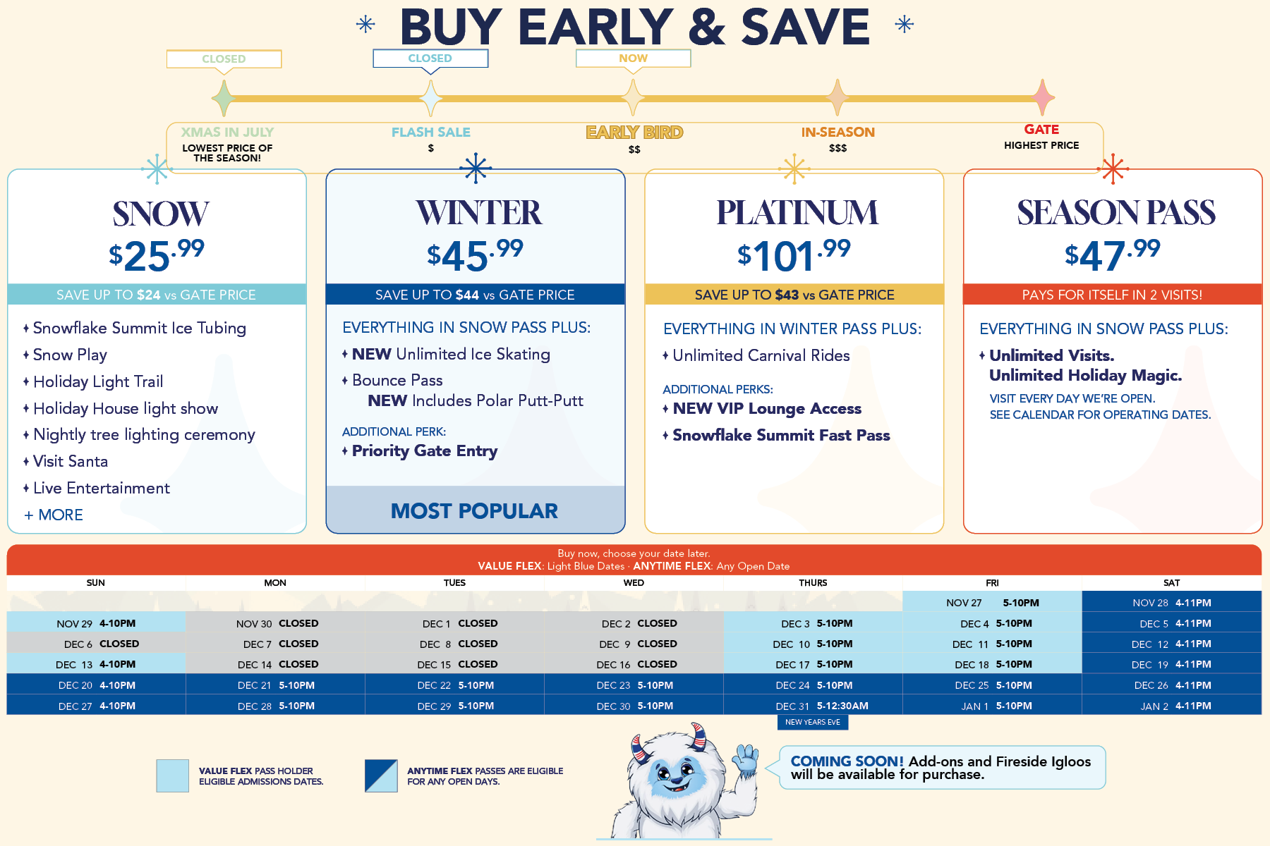 Winter Fest OC ticket pricing and pass options